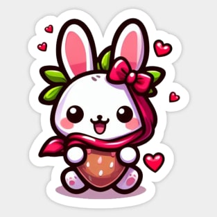 Berry Bunny Delight: Whimsical Strawberry Bunny Wonderland Sticker